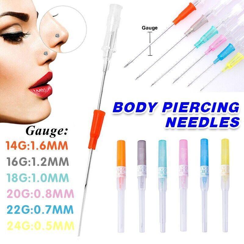 14G - 26G Catheter Cannular Tube Sterilized Body Piercing Needles 5Pcs - 1.6MM 14G