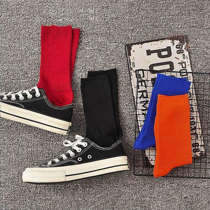 Olid Pure Colour Formal Socks Cotton Fashion Casual Breathable Crew Socks - Red 4 Pairs