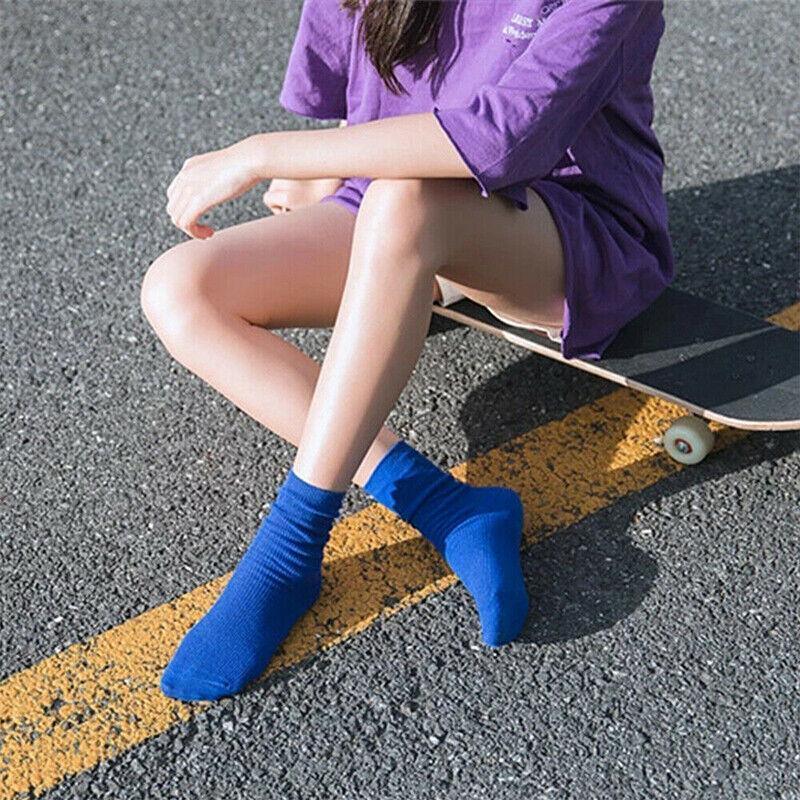 Olid Pure Colour Formal Socks Cotton Fashion Casual Breathable Crew Socks - Rose Red 2 Pairs
