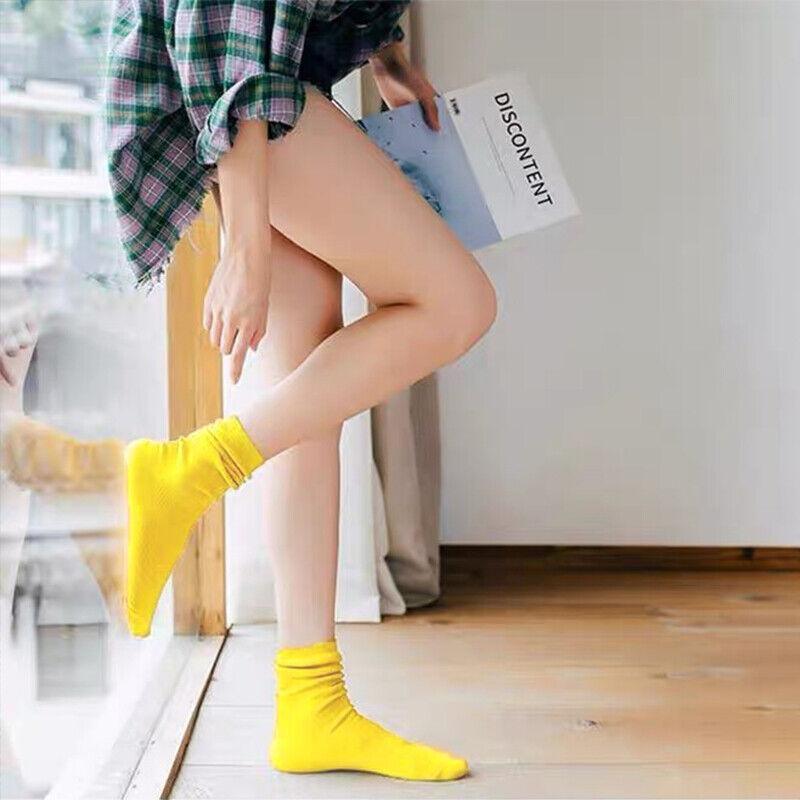 Olid Pure Colour Formal Socks Cotton Fashion Casual Breathable Crew Socks - Rose Red 4 Pairs