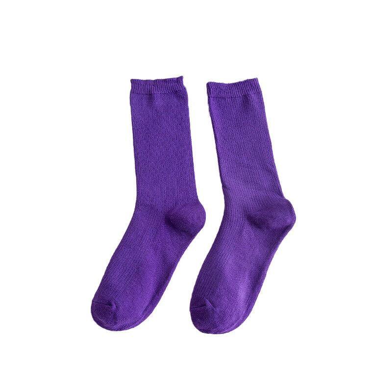 Olid Pure Colour Formal Socks Cotton Fashion Casual Breathable Crew Socks - Yellow 4 Pairs