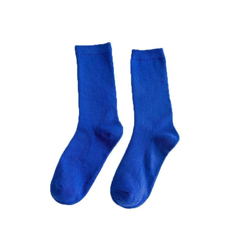 Olid Pure Colour Formal Socks Cotton Fashion Casual Breathable Crew Socks - Blue 4 Pairs