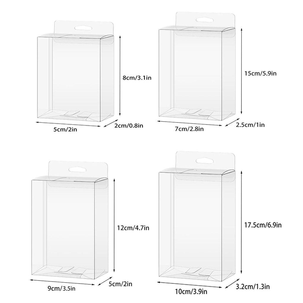 50pcs Transparent Gift Boxes with Hooks Clear Packaging Storage Containers - 7x2.5x15cm