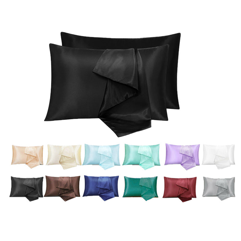 2X Satin Pillow Case Bedroom Pillowcase Cushion Covers Home Decor Luxury Slip - Red