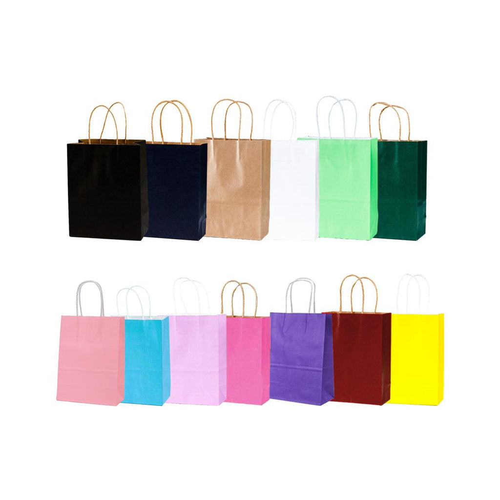20pcs Small Kraft Paper Gift Bags with Handles for Shopping Party Favour - Dark Purple