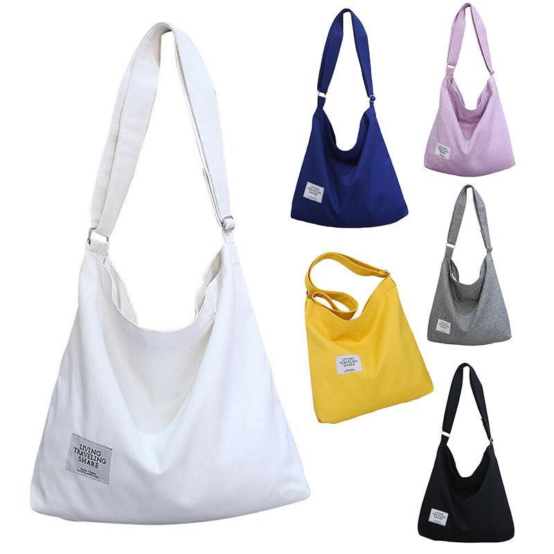 Womens Large Canvas Handbag Ladies Travel Messenger Shoulder Bag Hobo Tote Purse - Pink