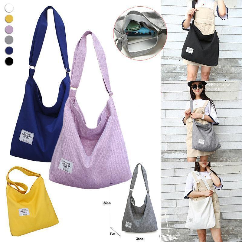 Womens Large Canvas Handbag Ladies Travel Messenger Shoulder Bag Hobo Tote Purse - Yellow