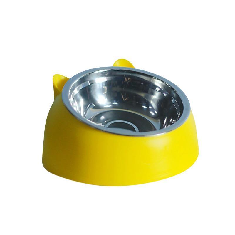Pet Dog Cat Food Bowl Raised No Slip Stainless Steel Tilted Water Food Feeder - Matcha Green