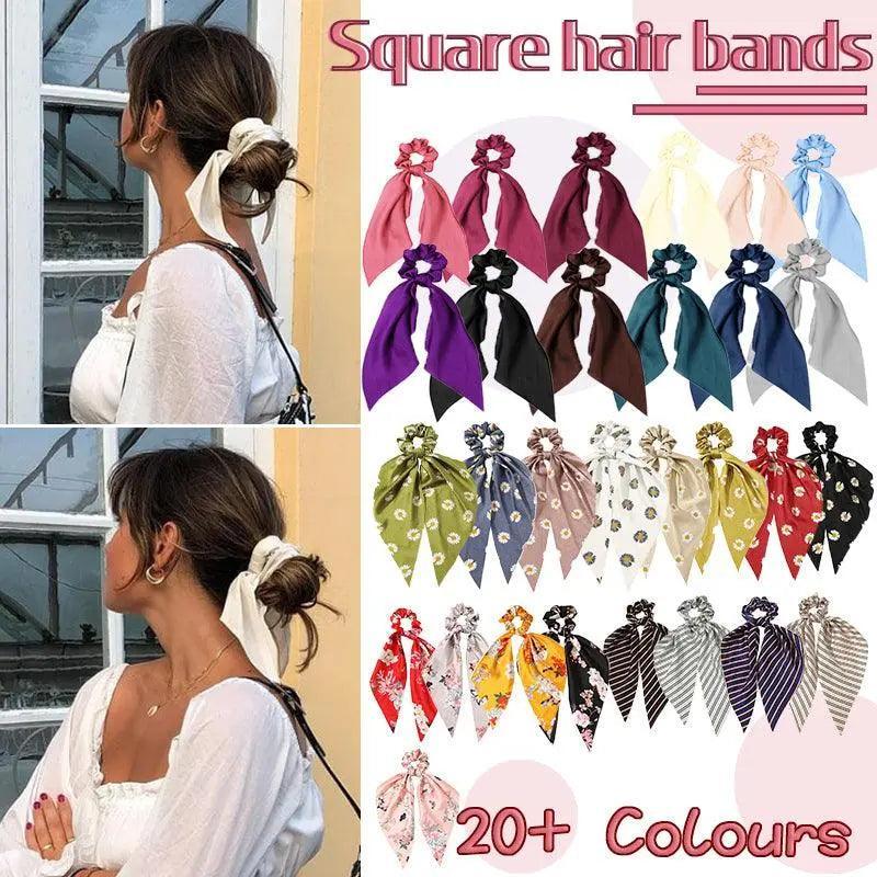 Chiffon Ponytail Scarf Bow Elastic Hair Rope Tie Scrunchies Ribbon Hair Bands - 10