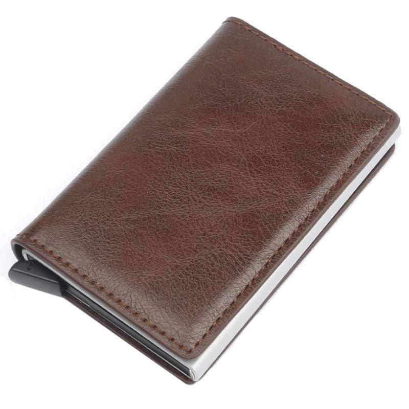 RFID Blocking Leather Card Wallet with Money Clip for Men Credit Holder - Carbon Fiber