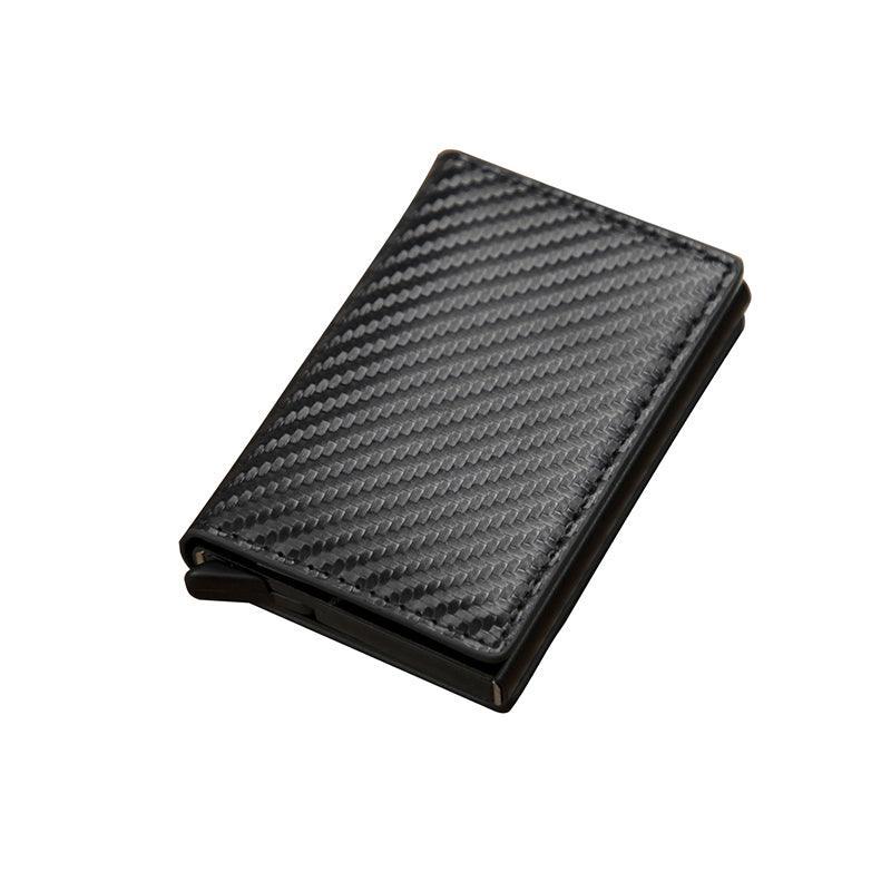 RFID Blocking Leather Card Wallet with Money Clip for Men Credit Holder - Carbon Fiber