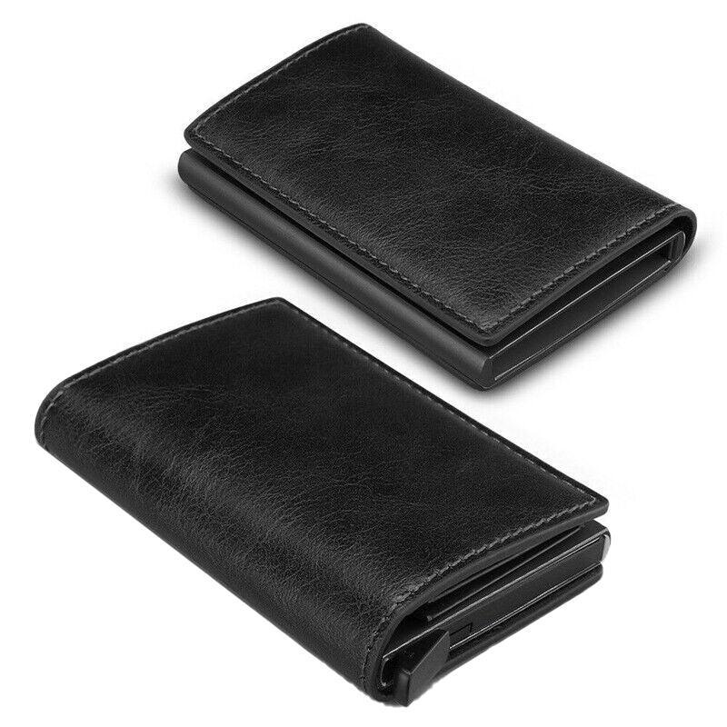 RFID Blocking Leather Card Wallet with Money Clip for Men Credit Holder - Dark Red