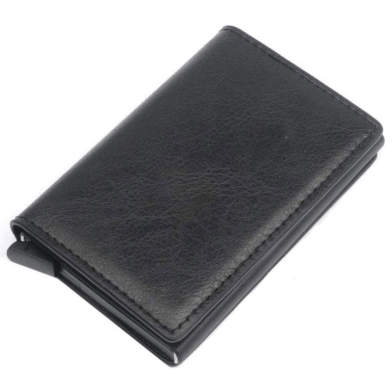 RFID Blocking Leather Card Wallet with Money Clip for Men Credit Holder - Dark Red