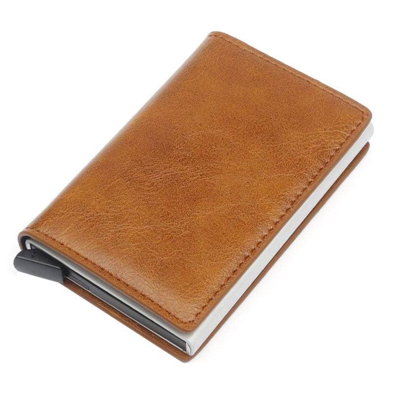 RFID Blocking Leather Card Wallet with Money Clip for Men Credit Holder - Dark Red