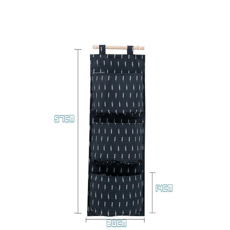 3 Pocket Hanging Storage Bag with Wooden Rod for Wall or Door Organisation - Astronaut