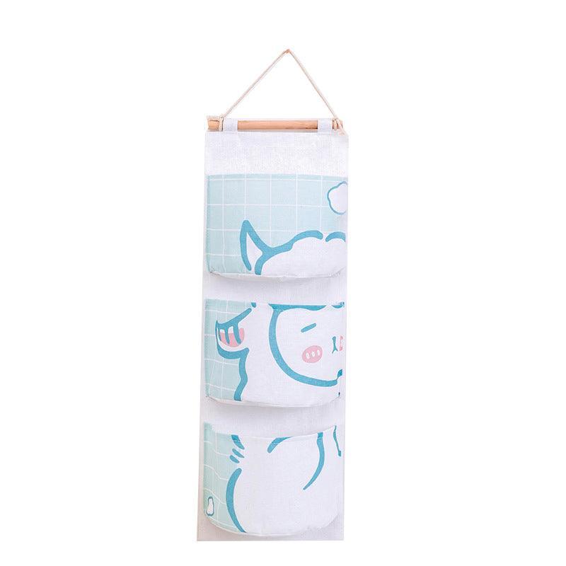 3 Pocket Hanging Storage Bag with Wooden Rod for Wall or Door Organisation - Astronaut