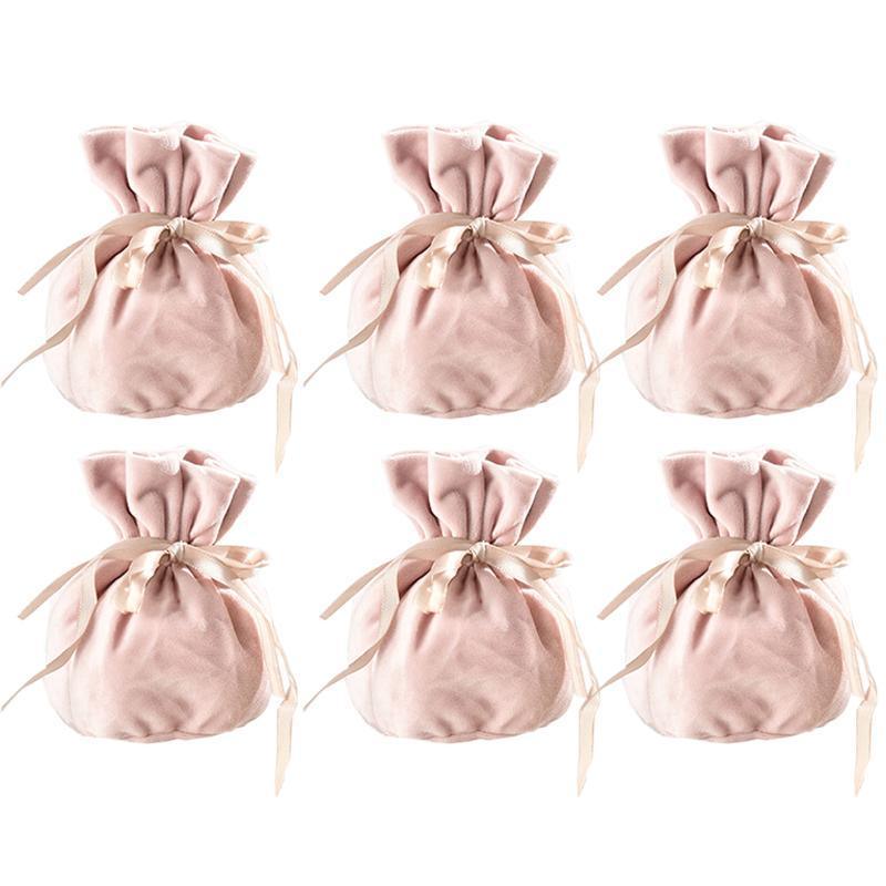 6PCS Velvet Cloth Drawstring Bags Gift Bag Jewelry Ring Pouch Earring Favor - Dark Green-6PCS