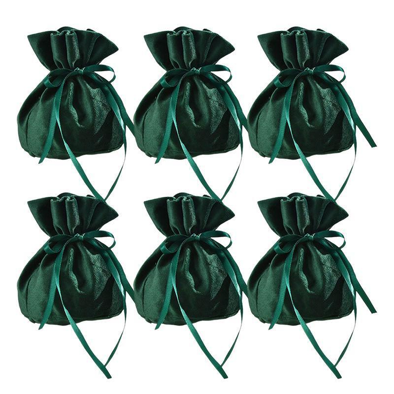 6PCS Velvet Cloth Drawstring Bags Gift Bag Jewelry Ring Pouch Earring Favor - Mixed Colour-6PCS