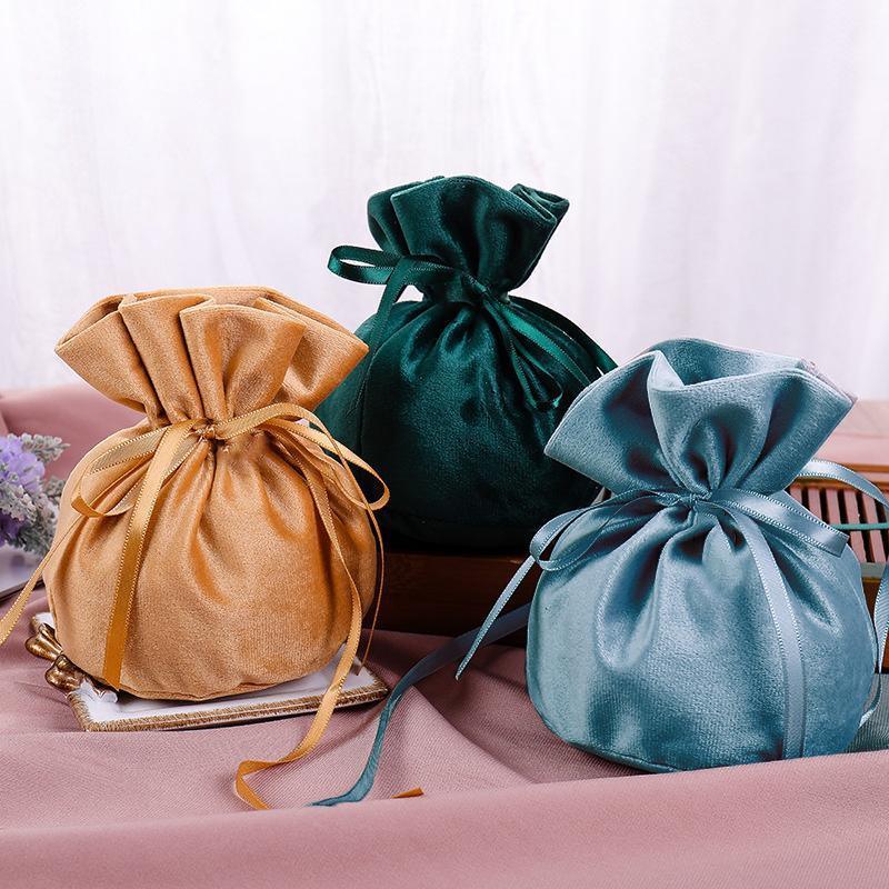 6PCS Velvet Cloth Drawstring Bags Gift Bag Jewelry Ring Pouch Earring Favor - Wine Red-6PCS