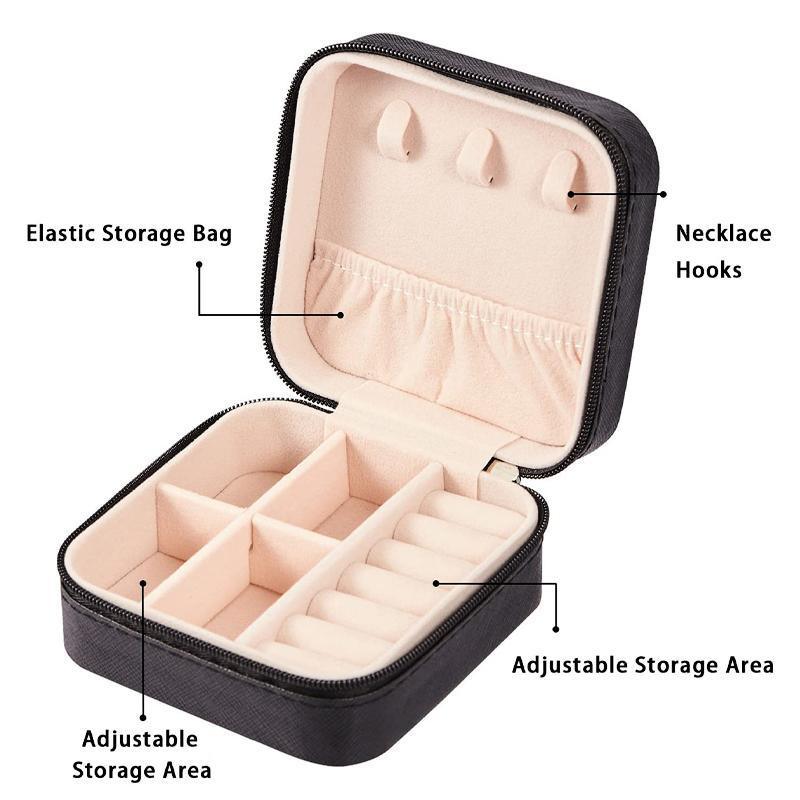 Travel Jewelry Organizer Box Portable Leather Storage Ornaments Ring Earrings - Green (10x10x5cm)