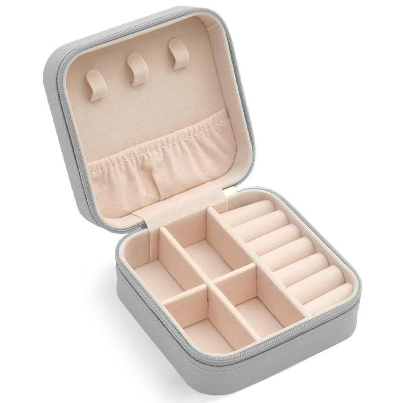 Travel Jewelry Organizer Box Portable Leather Storage Ornaments Ring Earrings - Green (10x10x5cm)