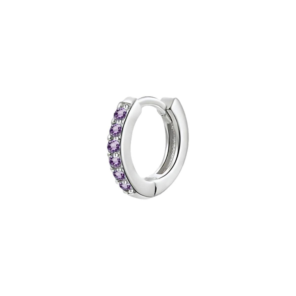 925 Sterling Silver Gold Rings Plated Cubic Crystal Cuff Huggie Hoop Earrings Au - Gold-Black Crystal