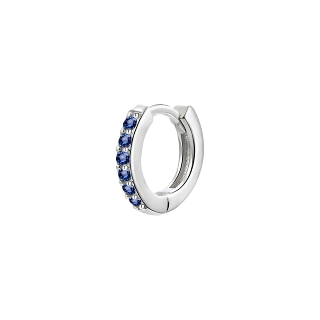 925 Sterling Silver Gold Rings Plated Cubic Crystal Cuff Huggie Hoop Earrings Au - Gold-Blue Crystal