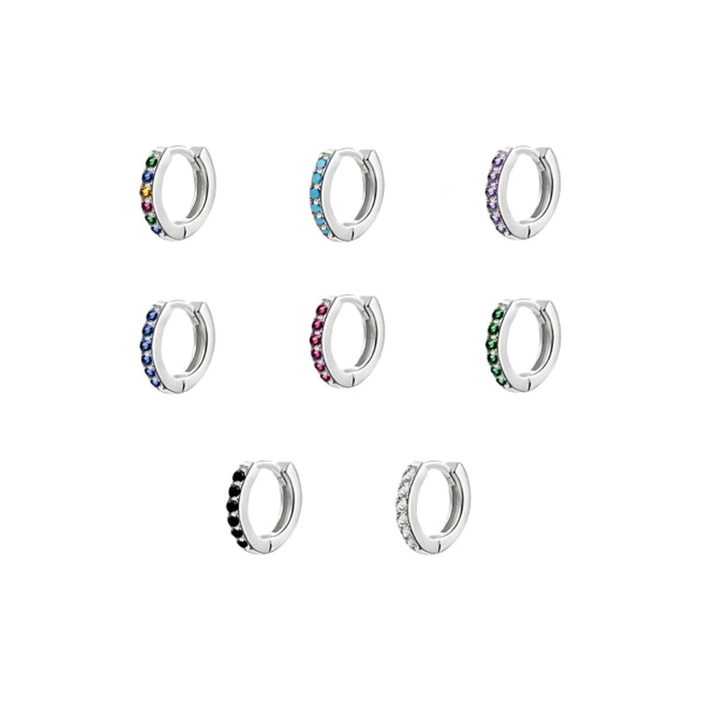 925 Sterling Silver Gold Rings Plated Cubic Crystal Cuff Huggie Hoop Earrings Au - Gold-Clear Crystal