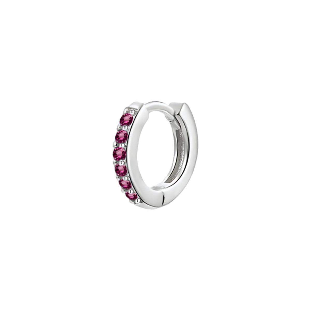 925 Sterling Silver Gold Rings Plated Cubic Crystal Cuff Huggie Hoop Earrings Au - Gold-Red Crystal