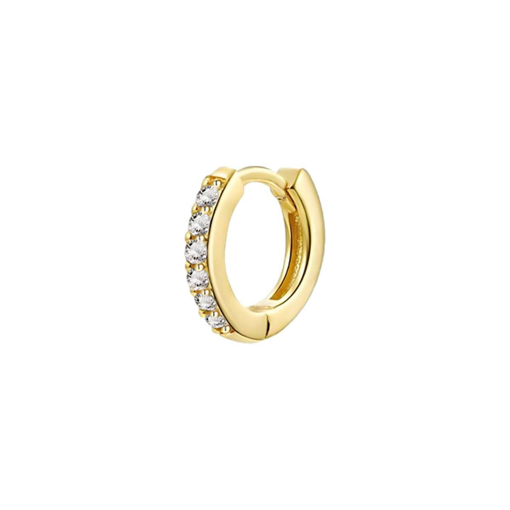 925 Sterling Silver Gold Rings Plated Cubic Crystal Cuff Huggie Hoop Earrings Au - Silver-Red Crystal