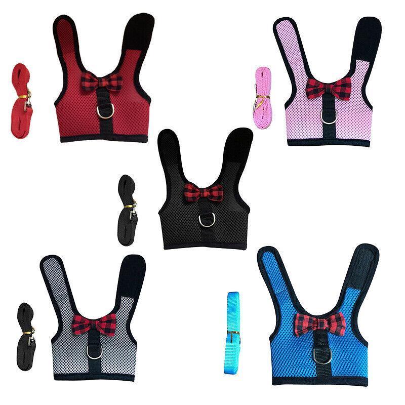 Rabbit Vest Harness Leash Lead Small Animal Pet Mesh Hamster Bunny Traction Rope L - Grey