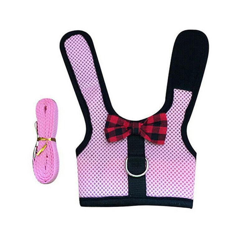 Rabbit Vest Harness Leash Lead Small Animal Pet Mesh Hamster Bunny Traction Rope S - Grey