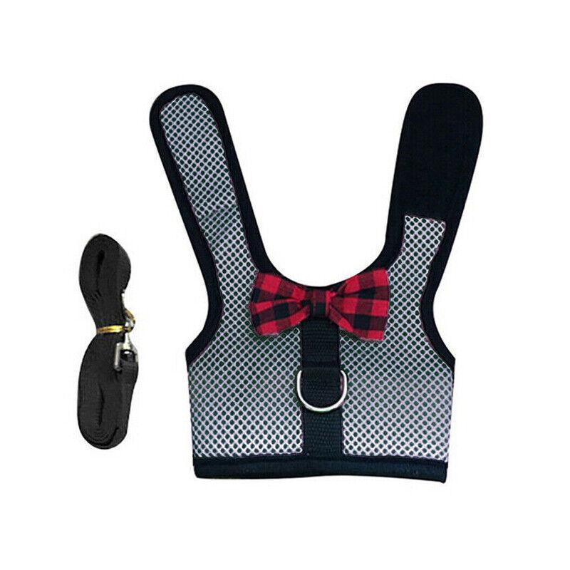 Rabbit Vest Harness Leash Lead Small Animal Pet Mesh Hamster Bunny Traction Rope L - Pink