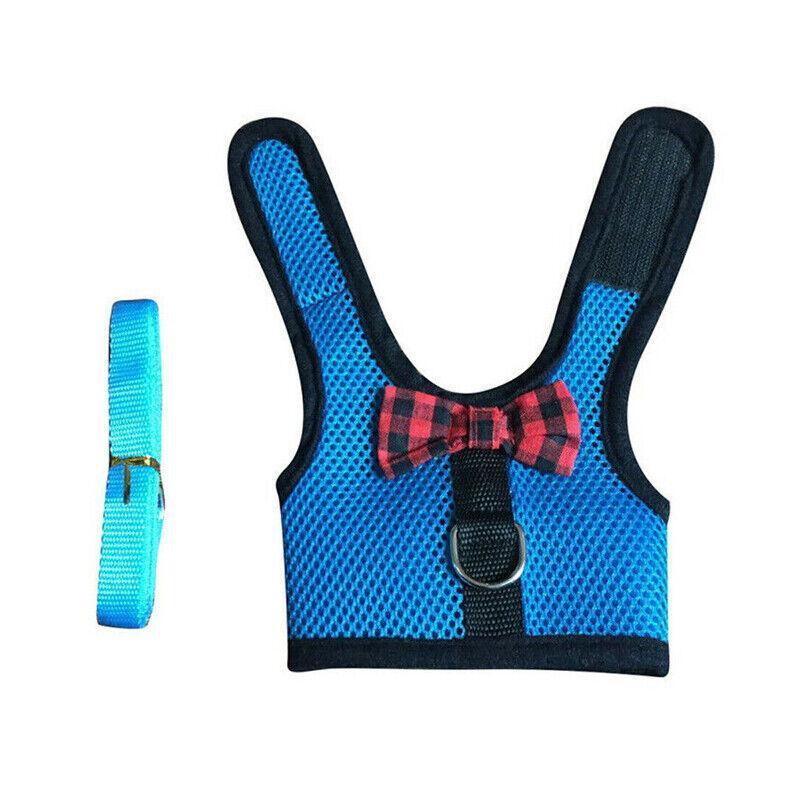Rabbit Vest Harness Leash Lead Small Animal Pet Mesh Hamster Bunny Traction Rope M - Pink