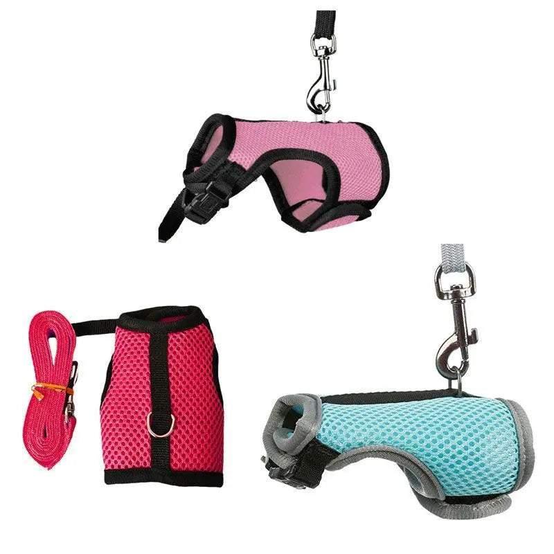 Small Animal Harness Guinea Pig Forret Hamster Rabbit Squirrel Vest Clothes Lead M Size - Blue