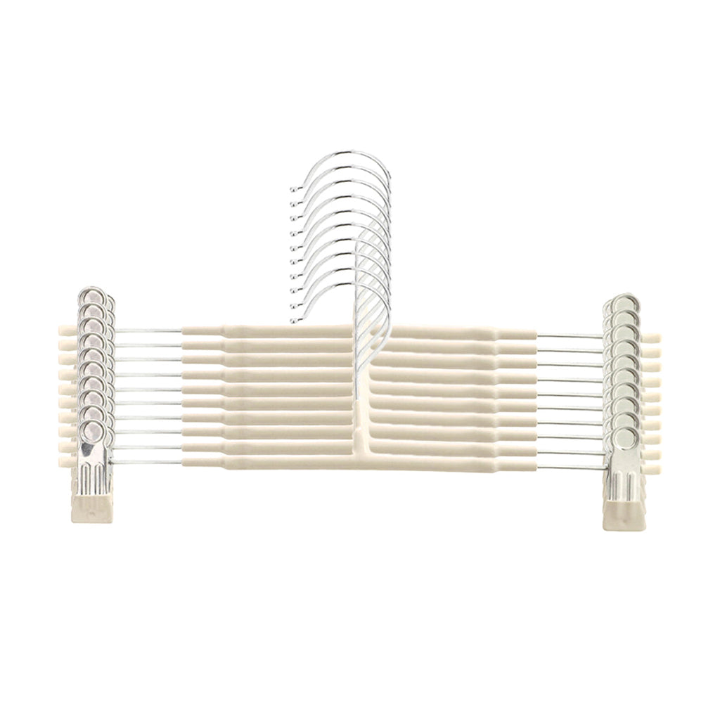 10pcs Home Wardrobe Pant Rack Hanging Trouser Organizer Clothes Hanger - White