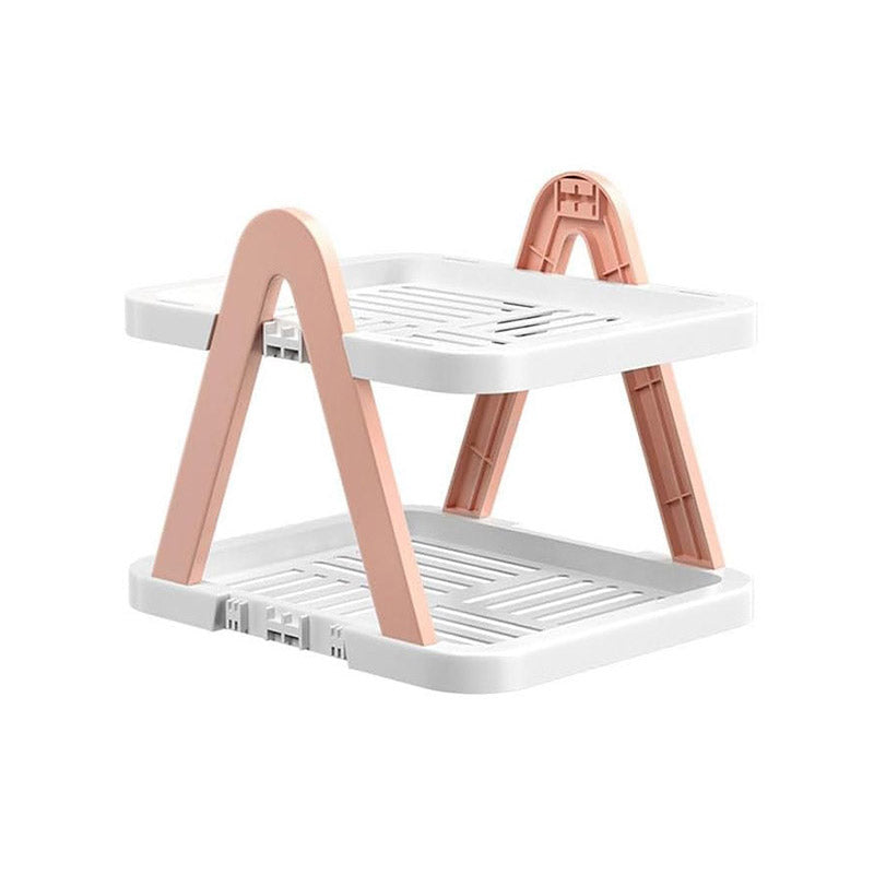 2/3 Tier Removable Shoe Rack Folding Storage Shelf Simple Space Saving Organizer - 3Tier-Pink