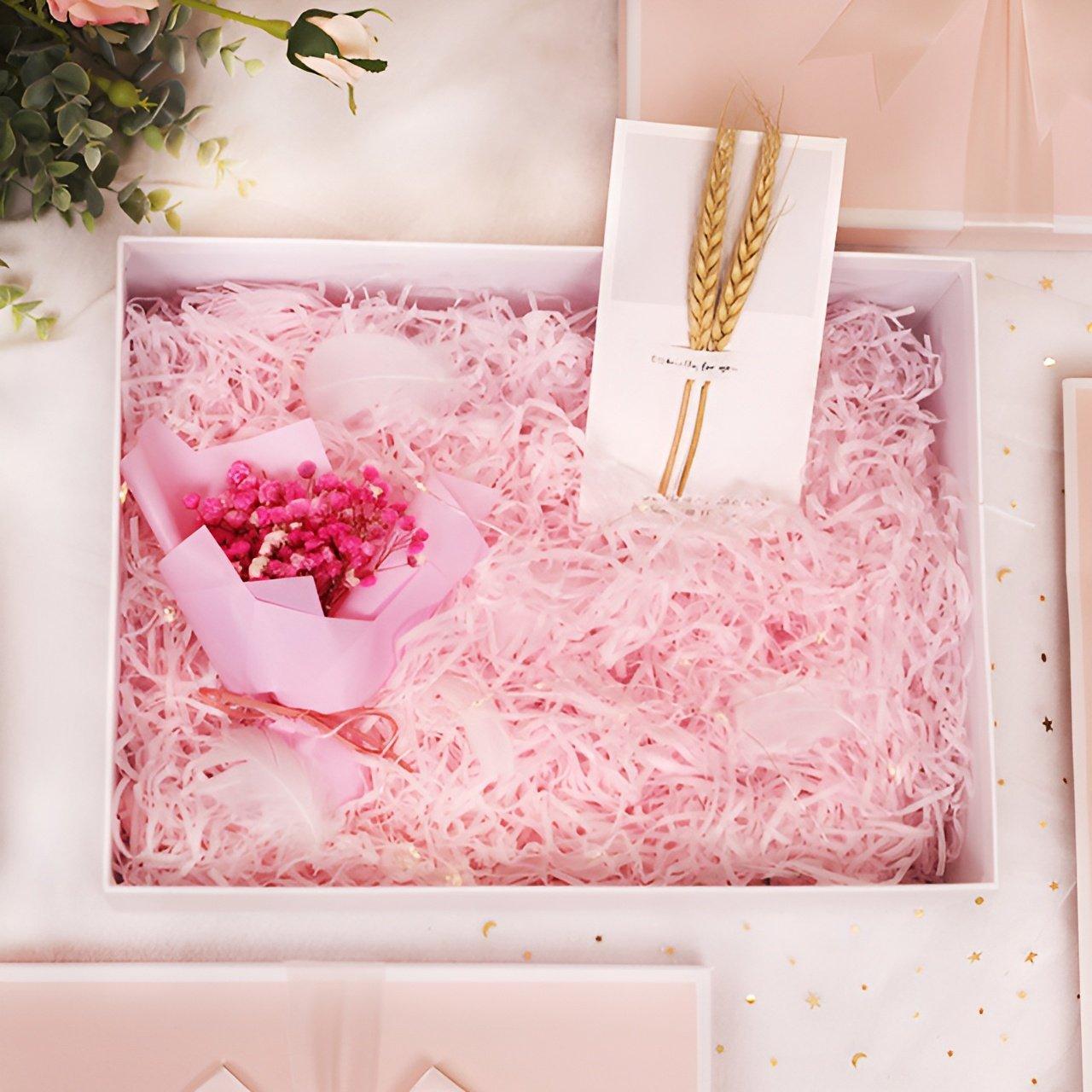 500g Colorful Raffia Paper Shreds Gift Box Filler Decorative Packaging - 5Packs-Beige