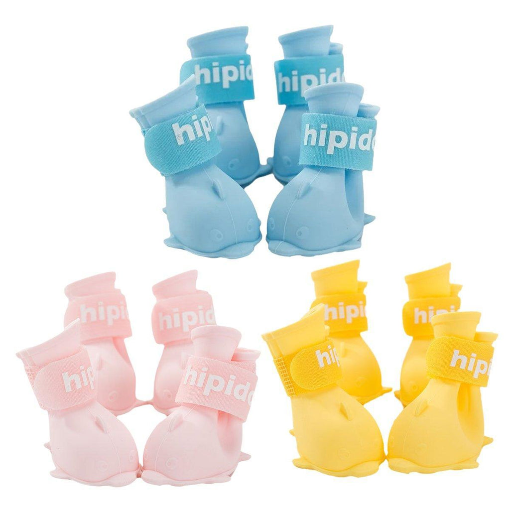 4pcs Cartoon Pet Rain Boots Waterproof Non-Slip Wear-Resistant Shoes for Dogs - Pink - M