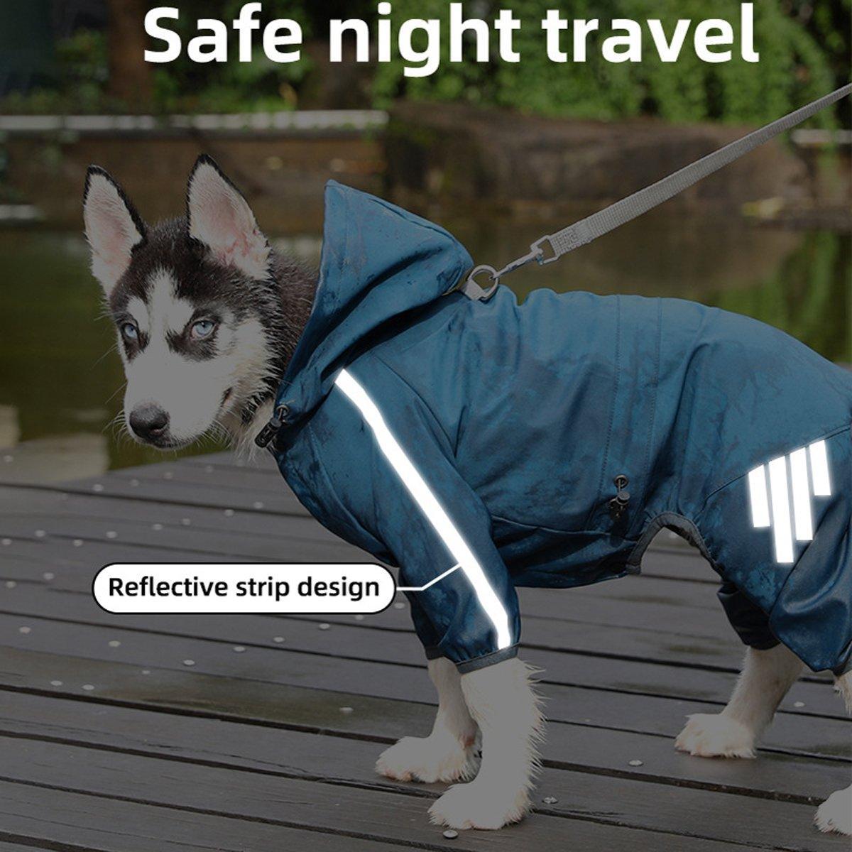 Waterproof Four Corner Pet Raincoats In Large Medium And Small Sizes Are Suitable For Dogs - Blue - XXL