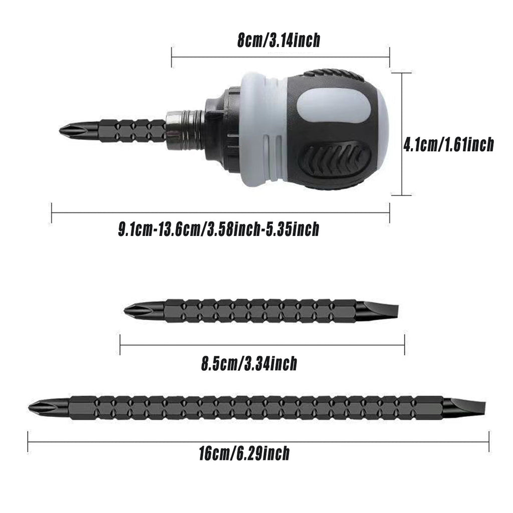 Ratchet Screwdriver Set with Sleeve Dual Head Screwdriver Expansion Cross Bits - 22-in-1