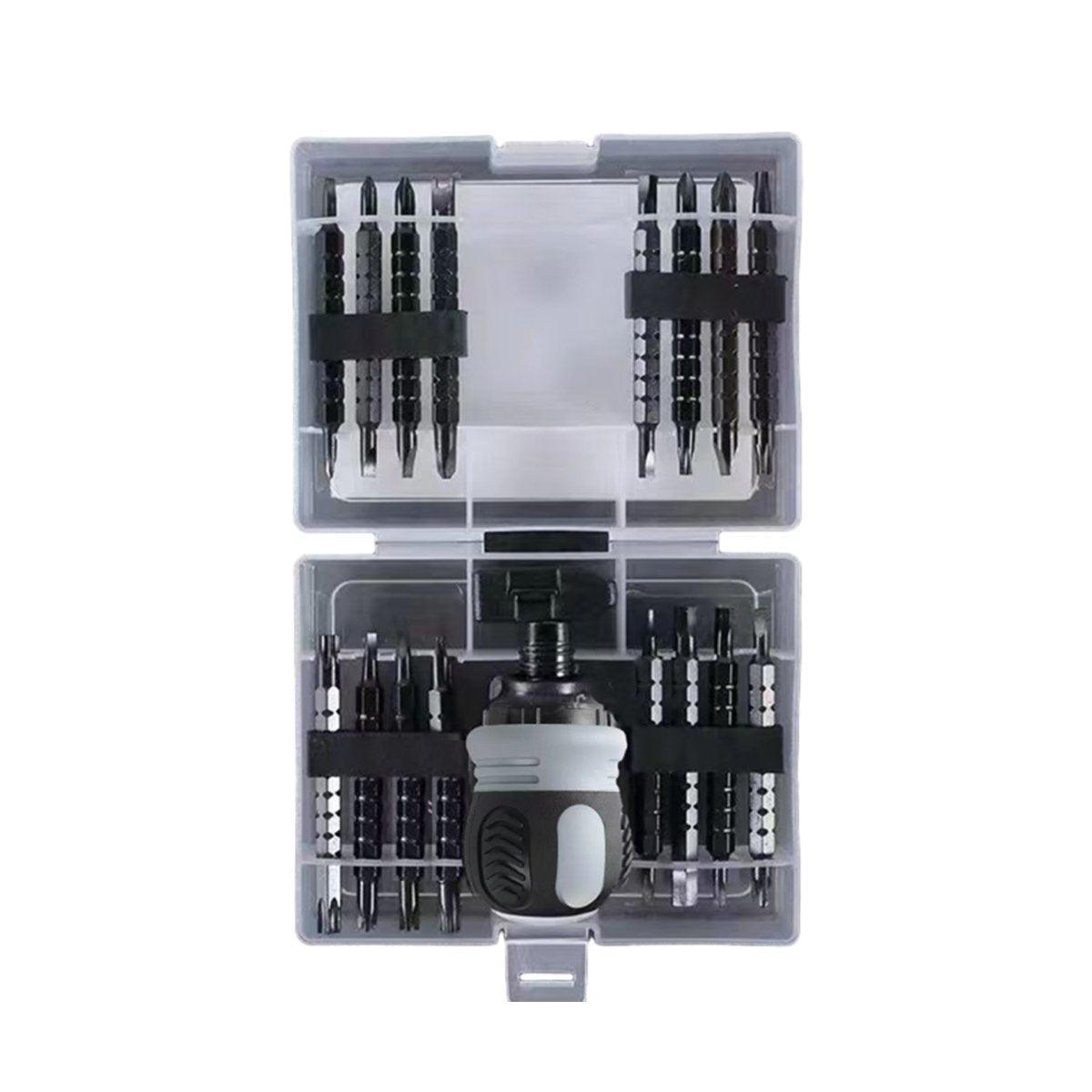 Ratchet Screwdriver Set with Sleeve Dual Head Screwdriver Expansion Cross Bits - 26-in-1