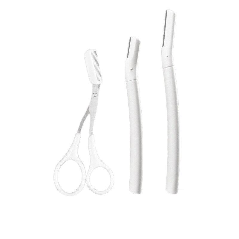 3Pcs Eyebrow Razor Set Facial Trimmer Shaver Blade Hair Remover Beauty Tool - 3X Eyebrow Razor-Light Green