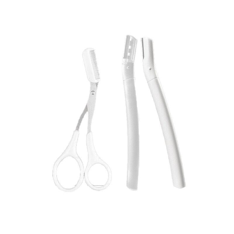 3Pcs Eyebrow Razor Set Facial Trimmer Shaver Blade Hair Remover Beauty Tool - 3X Eyebrow Razor-Light Green