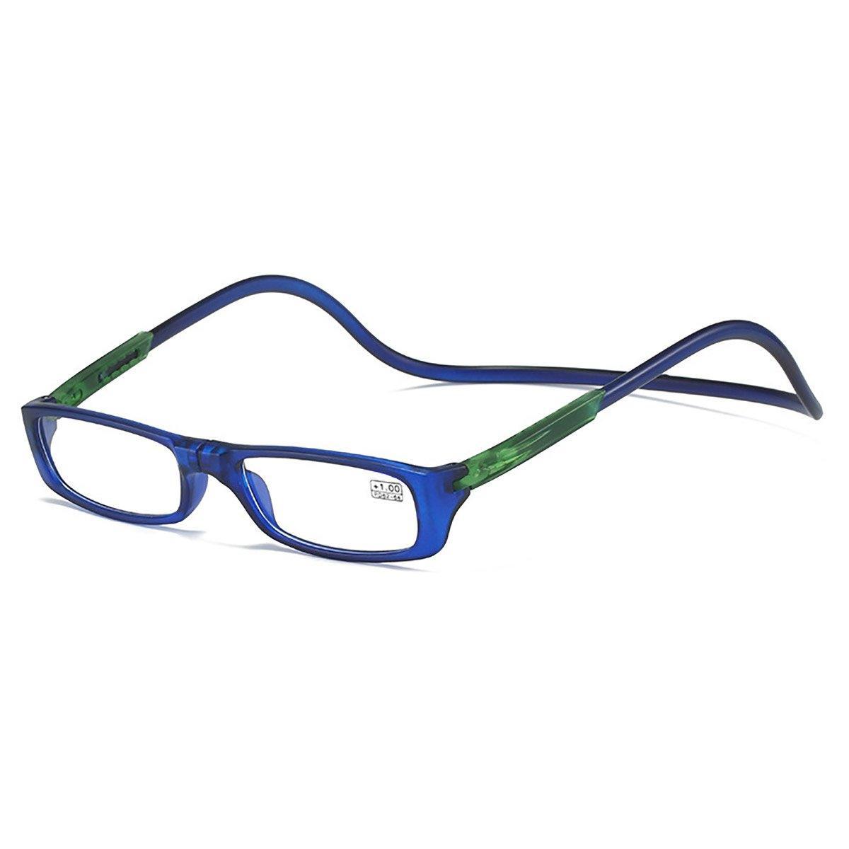 Folding Reading Glasses for Elderly Convenient Neck Hanging Portable Eyewear - Blue-300