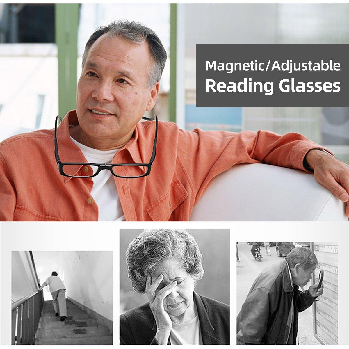 Folding Reading Glasses for Elderly Convenient Neck Hanging Portable Eyewear - Red-200