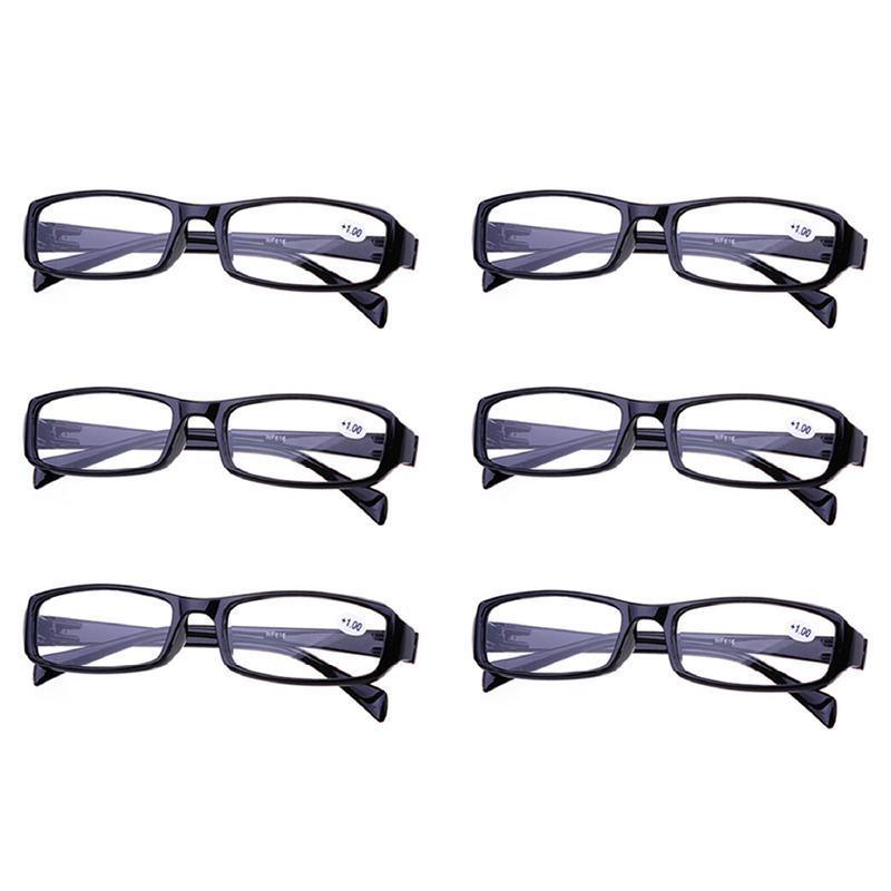 6 Pairs Mens Ladies Wayfarer Frame Magnifying Reading Glasses Au - +1.00