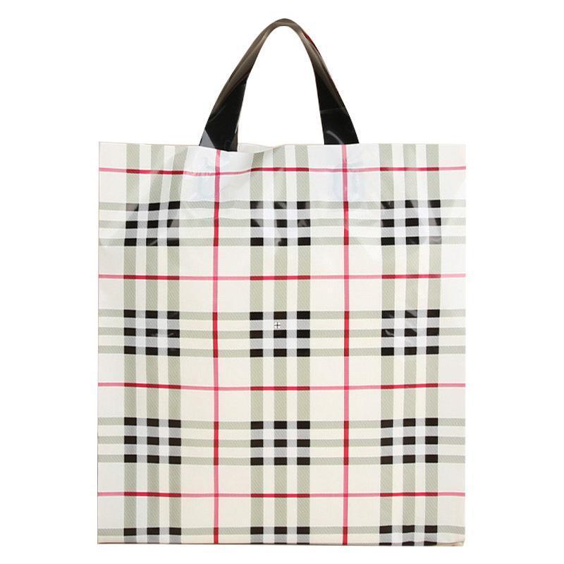 50x Reusable Plastic Tote Bag Eco Friendly Shopping Bags Durable Large Capacity - Red-Black 37*30*8cm