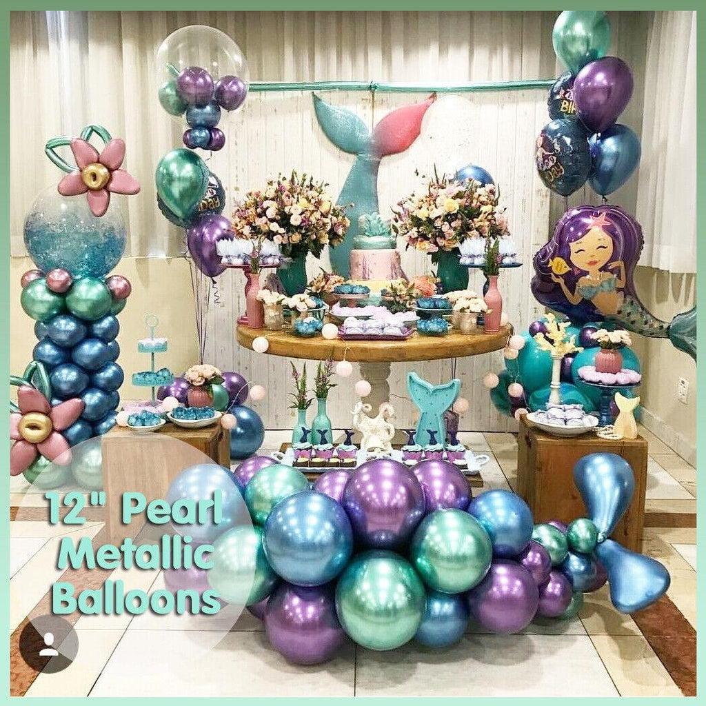 Metallic Latex Balloons 12 Inch Chrome Party Balloons for Birthday Wedding Decoration - Red 50PCS