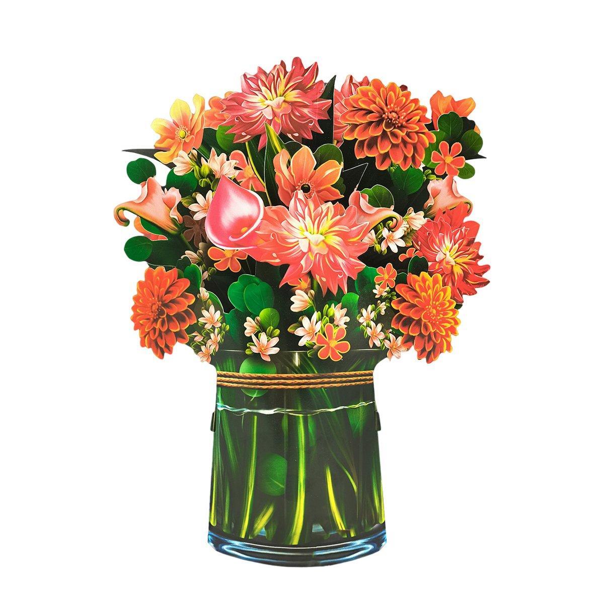 New Style 3D Pop Up Cards Paper Flower Bouquet Greeting Card for All Occasions - Red Rose